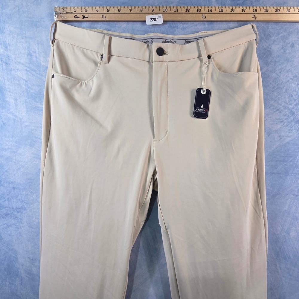 Johnnie-O Mens Performance Golf Pants Stone Beige 36x30 Stretch Trousers NEW - Picture 4 of 9